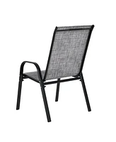 Mondawe 4 Piece Patio Chairs, Outdoor Camping Chairs with Breathable Textilene Fabric, Set of 2 Garden Chairs with Armrest High Backrest for Garden Pa