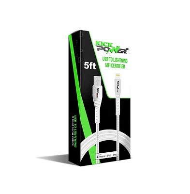 KickPOWER- Usb to Lightning Cable Mfi Certified (5ft length)