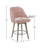 Madison Park 20" Wood Pearce Wide Counter Stool with Swivel Seat