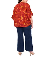 Vince Camuto Plus Split-Neck Ruffle-Cuff Blouse
