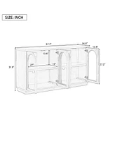 Arched Buffet Cabinet with Glass Doors & Storage