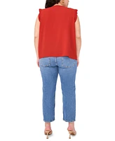 Vince Camuto Plus Pleated-Front V-Neck Sleeveless Blouse