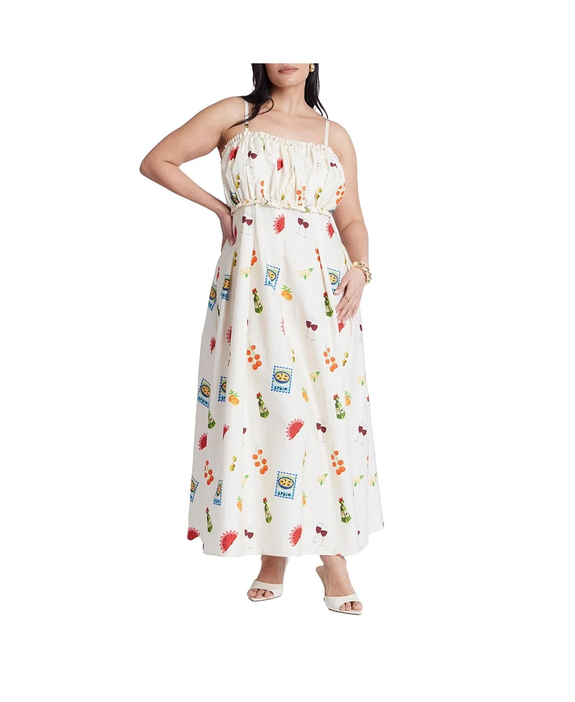 Eloquii Plus Shirred Bodice Ruffle Maxi Dress