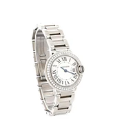 Pre-Owned Cartier Ballon Bleu de Cartier Quartz Watch in Stainless Steel with Diamond Bezel 28mm
