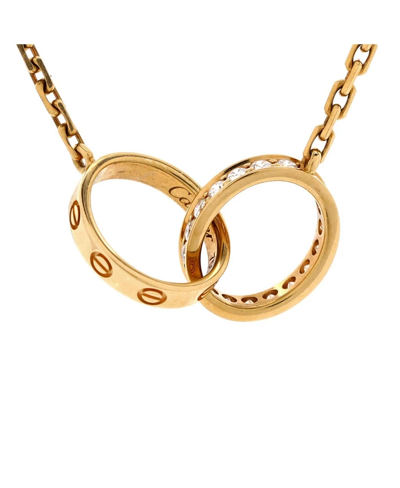 Pre-Owned Cartier Love Interlocking Necklace 18K Gold and Diamonds
