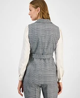 Kasper Women's Checkered-Print Belted Vest, Regular & Petite