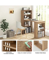 48 Inch Computer Desk with 4-Tier Bookcase and Cpu Stand