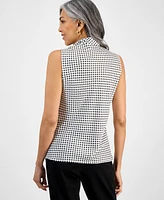 Kasper Women's Diamond-Print Tie-Neck Top, Regular & Petite