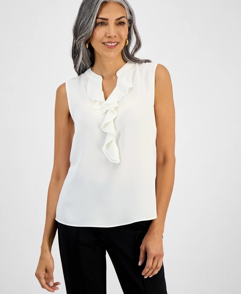 Kasper Petite Ruffled Sleeveless Top