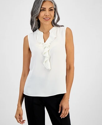 Kasper Petite Ruffled Sleeveless Top