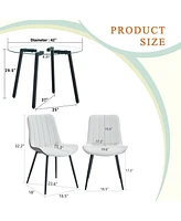 Glass Table & 4 Pu Chairs - Modern Minimalist