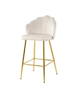 Stylish Velvet Metal Leg Glass Countertop Bar Chairs (Set of 5)