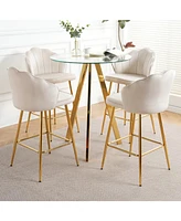 Stylish Velvet Metal Leg Glass Countertop Bar Chairs (Set of 5)