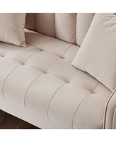 Modern Design Couch for Living Room Department Small Space Loveseat Smooth Velvet Upholstered Tufted Sofa Beige