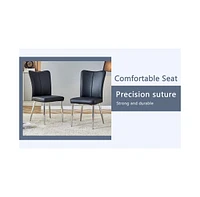 Black Marble Table & 4 Pu Chairs