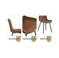Cozy Modern Mdf Dining Set (67"x35.4") with 4 Brown Fabric Chairs