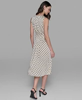 Karl Lagerfeld Paris Women's Hammered Satin Midi Dress