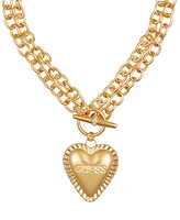 Guess Gold-Tone Heart Double Chain 18" Pendant Necklace