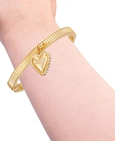 Guess Gold-Tone Heart Charm Bangle Bracelet