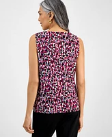 Kasper Women's Chiclet-Print Keyhole-Neck Top, Regular & Petite