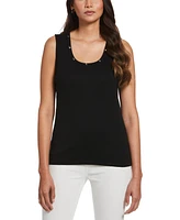 Rafaella Petite Rib Sleeveless Tank Crew Neck Top