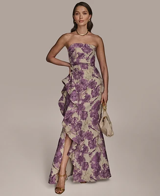 Donna Karan New York Women's Printed Strapless Gown