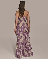 Donna Karan New York Women's Printed Strapless Gown