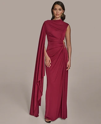 Donna Karan New York Women's Solid-Color Asymmetrical Gown