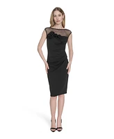 Eliza J Women's Dimensional-Flower Sleeveless Scuba Dress