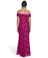 Jessica Howard Petites Soutache Lace Off-The-Shoulder Gown