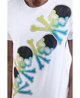 heads or tails Men's Four Skull Rhinestone Crew T-Shirt