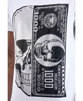 heads or tails Men's Skull And Money Rhinestone Crew T-Shirt