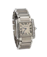 Pre-Owned Cartier Tank Francaise Quartz Watch in Stainless Steel with Diamond Bezel 25mm