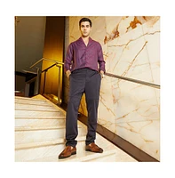 Campus Sutra Men's Midnight Black Panel-Waffle Chino Trousers