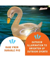Banzai Lumi Bright Party Swans Inflatable White Pool Lantern Lights, (2 Pack)
