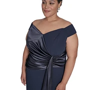 Eliza J Plus Mixed-Media Scuba Crepe Sleeveless Gown