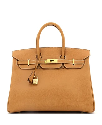 Pre-Owned Hermes Birkin 35 Handbag Brown Ardennes with Gold Hardware