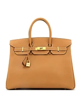 Pre-Owned Hermes Birkin 35 Handbag Brown Ardennes with Gold Hardware