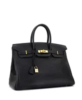 Pre-Owned Hermes Birkin 35 Handbag Clemence with Gold Hardware