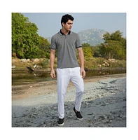Campus Sutra Men's Onyx Black Duo-Hue Knit Polo T-Shirt