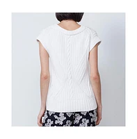 Etcetera Women's Mixed Cable Pullover Sweater Strawflower