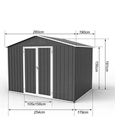 Metal garden sheds 6ftx8ft outdoor storage sheds Grey with window