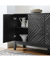 Black Farmhouse Buffet Cabinet - 60.5" Sideboard