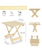 Folding Square Patio Table - Solid Wood