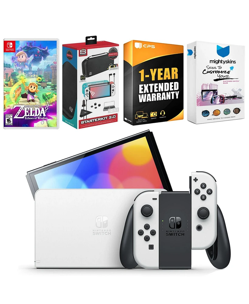 Nintendo Switch White Oled Console with the Legend of Zelda: Echoes of Wisdom, Surge Accessory Gaming Kit