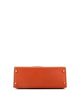 Pre-Owned Hermes Kelly 28 Handbag Orange Tadelakt with Gold Hardware