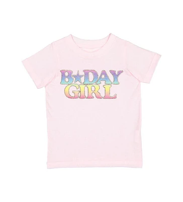 Sweet Wink Toddler Girls Pastel Rainbow BDay Patch Lavender Short Sleeve T-Shirt