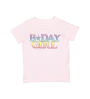 Sweet Wink Toddler Girls Pastel Rainbow BDay Patch Lavender Short Sleeve T-Shirt