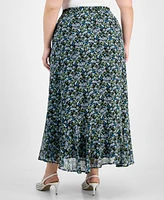 On 34th Trendy Plus Floral Femme Drawstring Maxi Skirt, Exclusively at Macy's