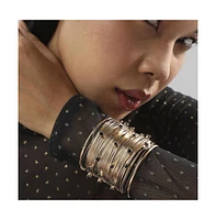Sohi Metallic Ribbed Wire Statement Bracelet